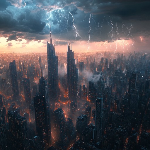 Dive deeper into a night under siege by thunder, where each beat reverberates against the skyline, crafting an overwhelming sense of power and relentless drive. This variant accentuates the menacing undertones that dictate the pulse of the city.