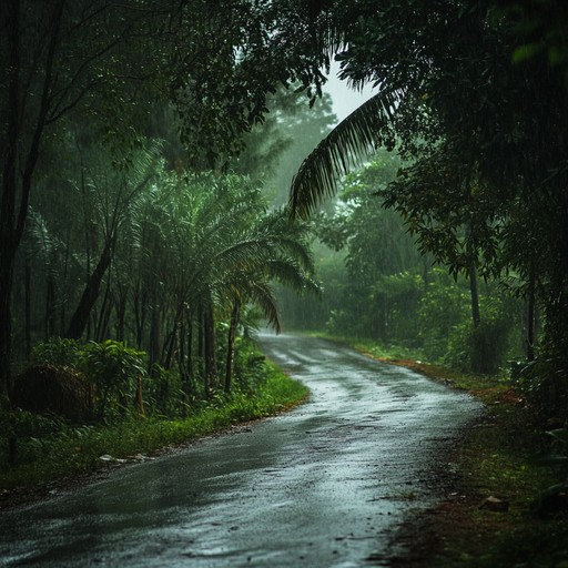 Delve deeper into a peaceful auditory journey reflecting a serene rainy landscape through the classical tones of sitar fused with the heartbeat like rhythms of tabla. The track brings to life the calm and freshness that follows a vigorous monsoon. It is an auditory reflection of standing in a rejuvenated, rain washed forest.