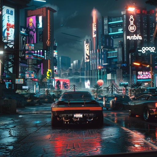 Experience the electrifying essence of an 80s city drive, with dynamic synthwave melodies and exhilarating beats that capture the excitement and neon glow of nighttime adventures