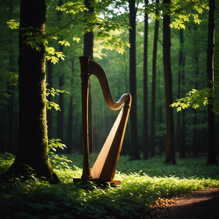 The harmonic tones of the harp create a meditative soundscape that replicates the peaceful ambiance of a dense, sun kissed forest, serving as a perfect backdrop for meditation or deep relaxation.