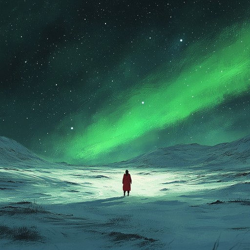 A moving instrumental that intertwines suomipop melodies with epic arrangements, portraying the ethereal beauty of finland's auroras and tranquil landscapes, inspiring awe and nostalgia