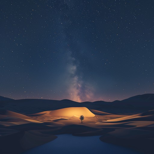 Imagine the soft glow of computer screens illuminating an oasis where the echoes of a distant past meet the pulse of a foreseeable future. This track uses electronic music techniques to accentuate traditional arabic musical elements, resulting in a captivating blend that is both soulful and technologically forward thinking.