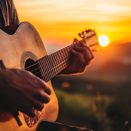 A passionate and upbeat piece combining flamenco guitar with contemporary latin rhythms, capturing the exhilaration of new love and festive dance under a setting sun.