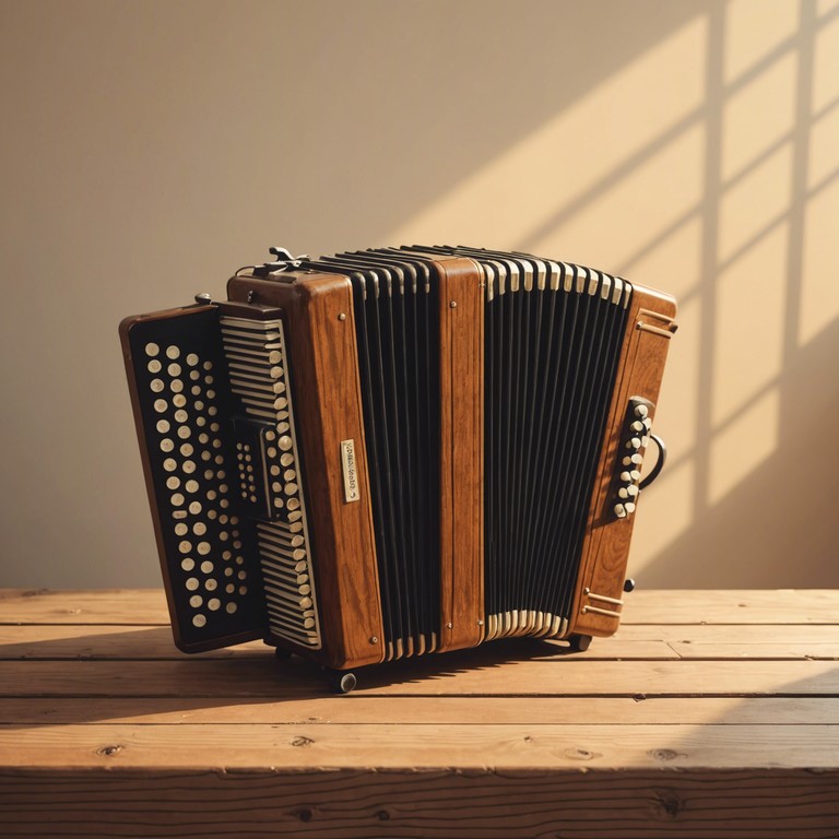 This instrumental track combines the lively rhythm of traditional polka with the deep, reflective undertones of introspective music, creating a unique auditory experience. The central accordions provide a melancholic yet bouncy texture, inviting listeners to explore their inner emotions in an unconventional musical format.