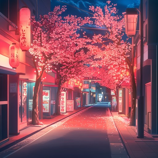 A cutting edge instrumental j pop piece that fuses traditional japanese koto melodies with modern electronic synth beats, creating a harmonious blend of the old and the new, capturing the essence of a neon lit tokyo night under blooming sakura trees.