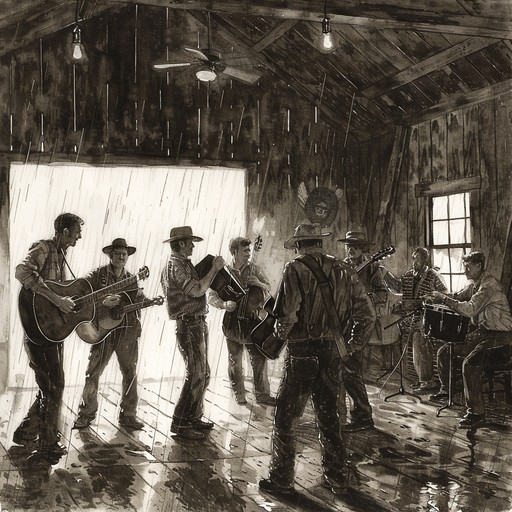 This energetic bluegrass instrumental features fast-paced fiddle, banjo, and mandolin playing intricate melodies and solos over a steady acoustic guitar and upright bass backing. The song evokes the feeling of a joyful gathering of friends and family dancing the night away in a rustic barn setting.