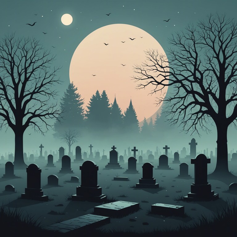 In this track, ethereal synthesizer layers blend with deep, reverberating bass notes, creating a soundscape that feels as though one is wandering through a foggy, forgotten cemetery at night. Ghostly melodies weave through the chilling air, evoking feelings of solitude and the mysteries beyond.