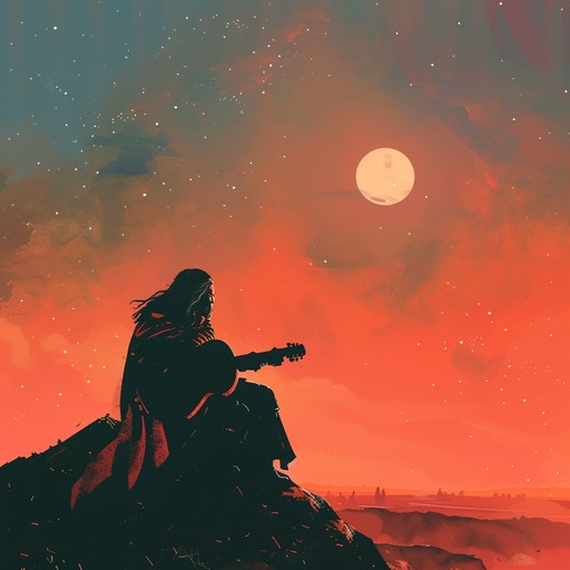 A calming instrumental composition inspired by the travels of wandering troubadours, featuring the acoustic guitar delivering soft melodies, perfect for unwinding and reflective thinking.