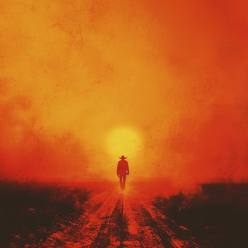 Imagine a dusty trail, the heat blazing on an open road as a rebellious spirit takes over. This track fuses edgy blues riffs with foot stomping country rhythms, creating a driving force that mirrors the untamed heart of the wild west. The raw energy of the electric guitar powers through, painting a vivid soundscape of a lone cowboy standing against the odds.