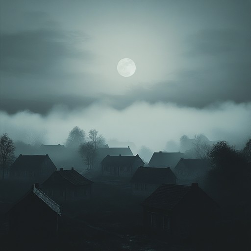 In an old, abandoned village cloaked in fog, where the chill of october winds sings through the decrepit homes, sparse yet bone chilling whispers echo a forgotten lore of lost spirits. These whispers blend with the occasional rustle of dry leaves, enveloping the listener in an atmosphere of suspense and ancient mystery.