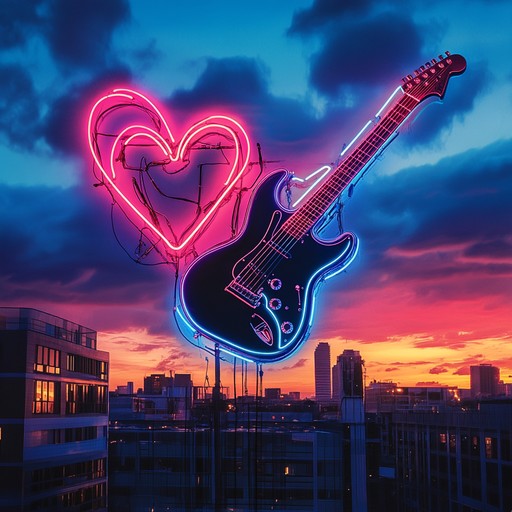 An instrumental funk rock piece that portrays the romance and energy of a midnight city, featuring groovy bass lines, dynamic guitars, and an uplifting rhythm that evokes feelings of love and excitement.