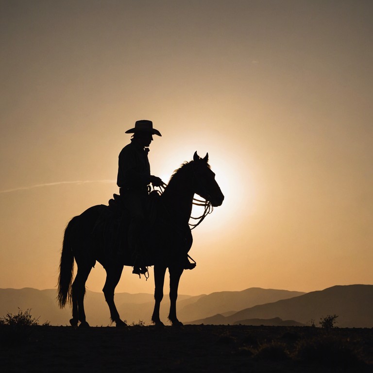 An evocative track that delves deep into the heart and soul of the american frontier. The melancholy harmonica complements the vastness of the desert backdrop, offering a soundtrack to the cowboy's solitary rides and quiet reflections under the vast sky.