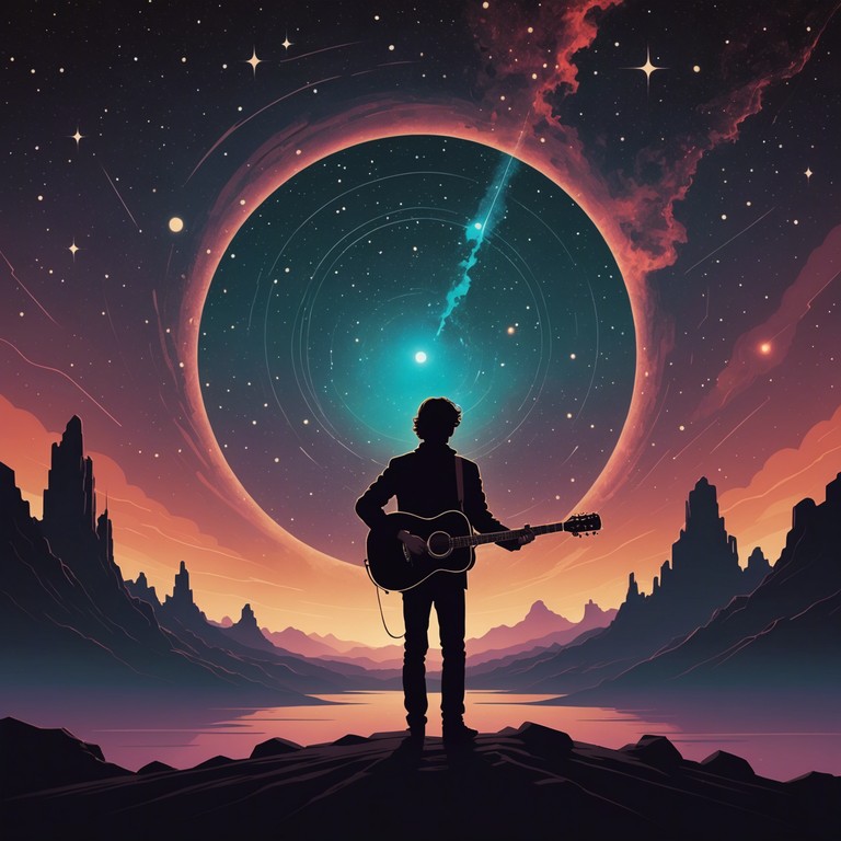 An exhilarating journey that begins with a quiet synth that grows into a booming chorus of electric guitars and celestial synths, guiding the listener through an odyssey of sound that mirrors a night sky bursting with stars.