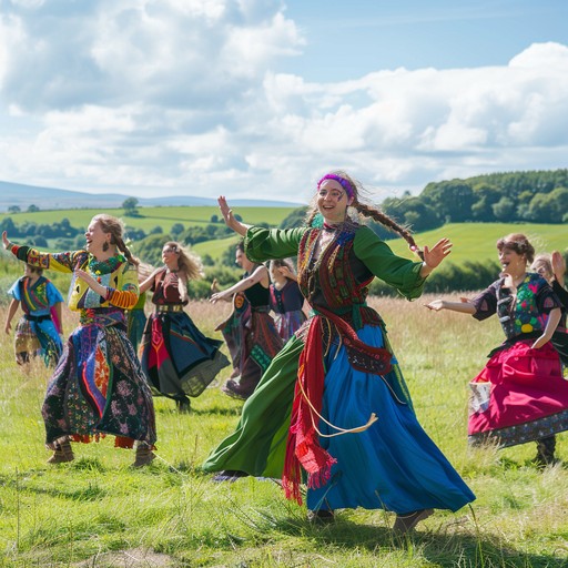 An inspirational and lively piece that transports listeners to a traditional celtic festival in spring, featuring joyous bagpipe melodies and spirited rhythms