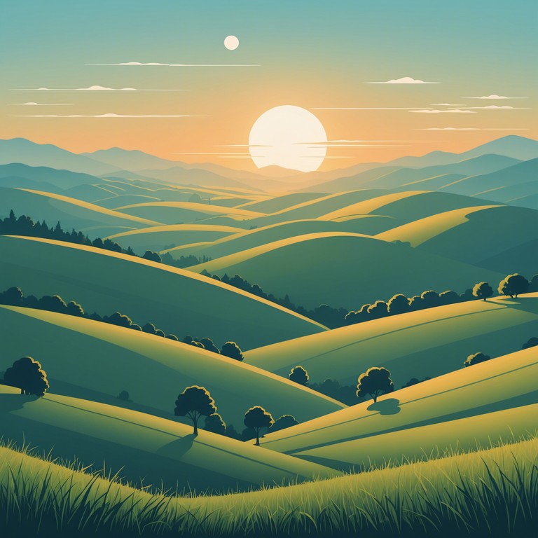 Imagine a powerful, moving piece that captures the magic of a sunrise over a majestic landscape. The composition flows smoothly, filled with rising crescendos that mirror the sun's rays touching the earth, evoking feelings of renewal and grandeur.