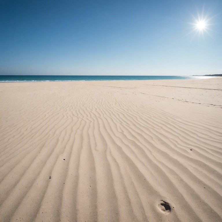 Imagine the uplifting sound of a light and cheerful reggae track, designed to bring back the vibe of a sunny beach day. The music features prominent steel drum melodies, gentle rhythmic patterns and an overall sound that transports listeners directly to a beachside party in the heart of summer.