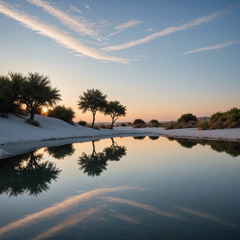 Delving deeper into the peaceful qualities of the desert, 'echoes across sands' provides a soothing soundscape that mimics the gentle wind across the vast sandy landscape through intricate oud melodies.