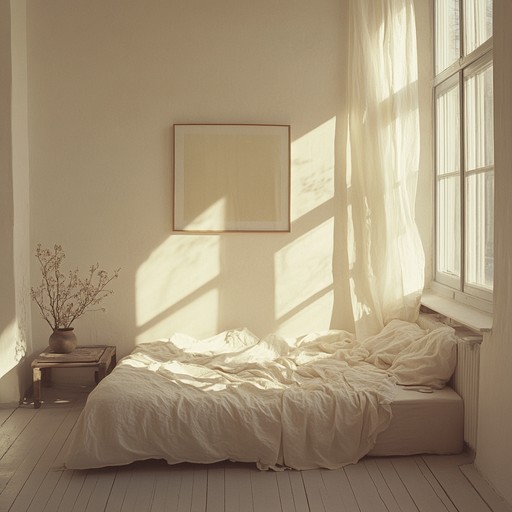 A delicate instrumental piece featuring gentle plucks on an acoustic guitar, creating a soothing atmosphere perfect for quiet personal reflection. The soundscape is intimate and hushed, reflecting the soft hues of a sunset as it filters through a bedroom window, inviting deep thoughts and calm.