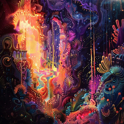 A lively fusion of tribal drumming and futuristic synths, inspired by the natural rhythms of the jungle intertwined with interstellar electronic melodies. This track pulsates with unrelenting energy, driving beats, and harmonic surprises, compelling listeners to move and groove in an otherworldly dance experience.