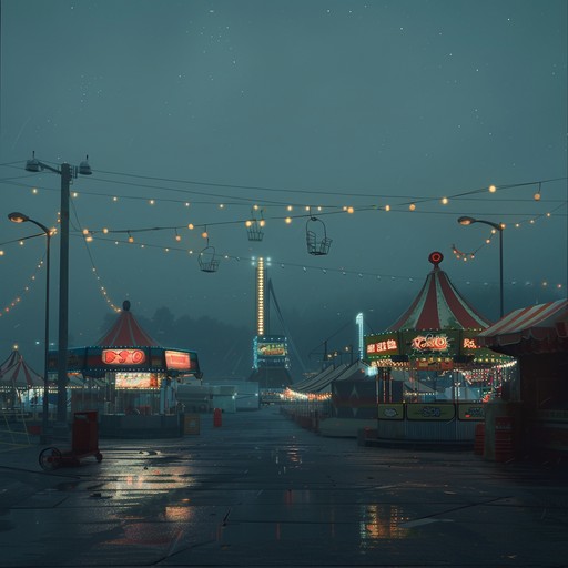 Explore the eerie yet captivating sounds of a carnival after midnight, where the festive lights cast long shadows and every merry go round melody hides a whisper of darkness. This track uses haunting accordion melodies to create a chilling atmosphere amidst the apparent cheer, drawing you into a world where joy and menace intertwine seamlessly.