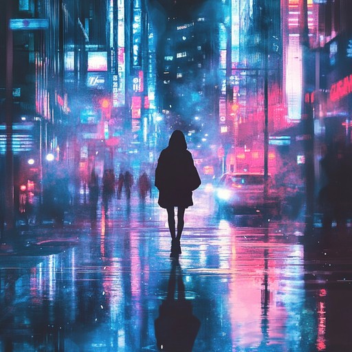 This instrumental chillwave song uses lush, ambient synths and soft beats to create a warm, sensual atmosphere. It evokes the feeling of strolling through a city at night, bathed in neon lights and a dreamy haze.