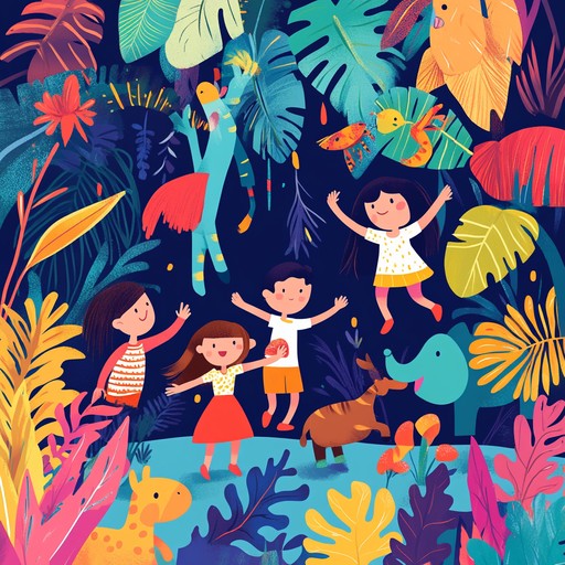 A lively instrumental with tribal drums and catchy melodies that takes children on a musical jungle adventure, encouraging movement and imagination