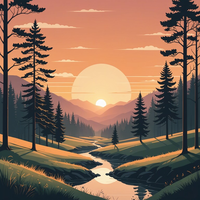 A traditional folk inspired composition that captures the peaceful essence of a serene valley with a flowing melody carried by a delicate flute over soft string backgrounds, evoking a sense of calm and introspection.