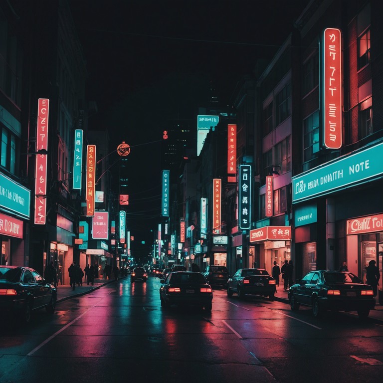 A lively and exhilarating track featuring a catchy melody layered over energetic new wave rhythms, creating a vivid soundscape reminiscent of neon lit urban nights.