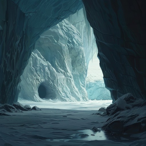 Exploring the depths of an ancient glacial cavern, icy winds whistle through the chambers as frozen stalagmites glisten in the faint light. Eerie echoes of dripping water and cracking ice reverberate off the walls, creating a haunting atmosphere of isolation and mystery in this frigid underworld.