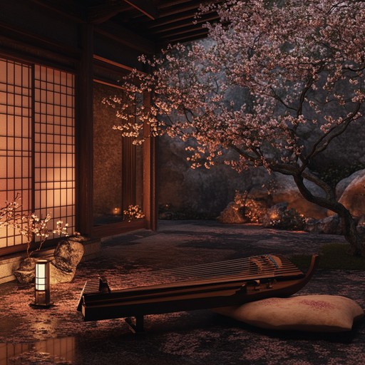 A calming piece where the koto intertwines with gentle electronic beats, painting a sonic picture of a serene japanese garden in springtime.