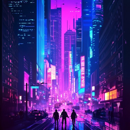 An instrumental track combining vibrant urban rhythms with soaring anime style melodies, capturing the essence of a bustling cityscape at night.