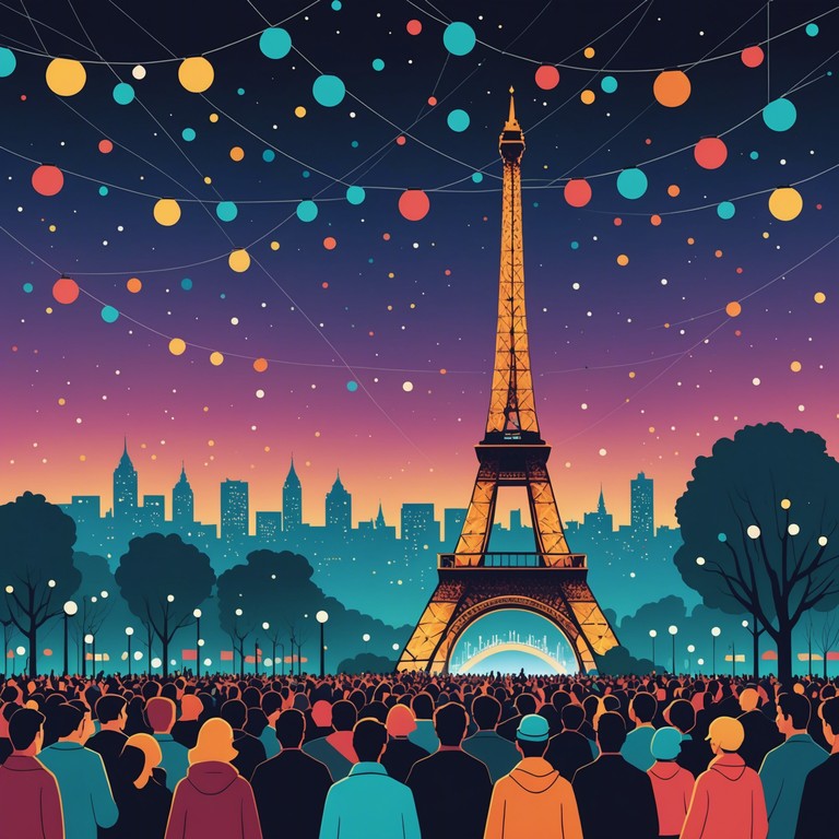 Imagine the vibrant streets of paris during a festive celebration, mingled with modern beats and joyous electronic melodies. This track captures the essence of holiday festivities with an electropop twist, embodying the gleeful vibes of parisian nights adorned with glittering lights and ecstatic hearts.