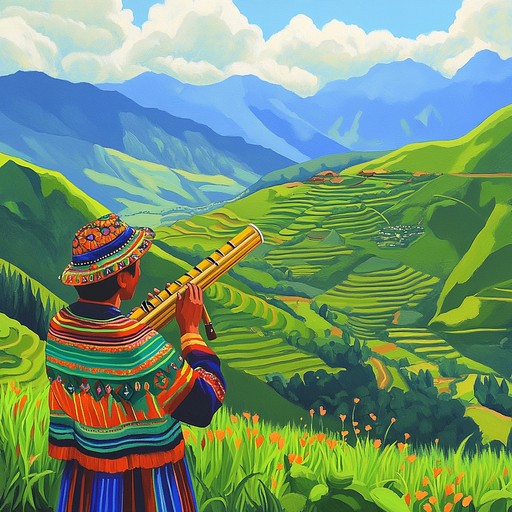 Imagine a musical journey through the majestic andes, where ancient melodies played on the traditional pan flute blend seamlessly with the breathtaking scenery of rolling hills and vibrant flora. This track will transport listeners to a serene, mystical world where tradition meets the timeless beauty of nature.