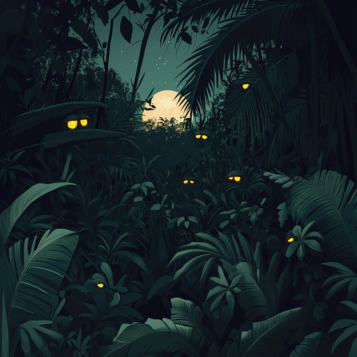 Immerse yourself in an exotic night where a moonlit jungle awakens with mysterious rhythms. The sultry soundscape is punctuated by enticing sounds from the wild, creating a bewitching atmosphere perfect for invoking desire and curiosity.