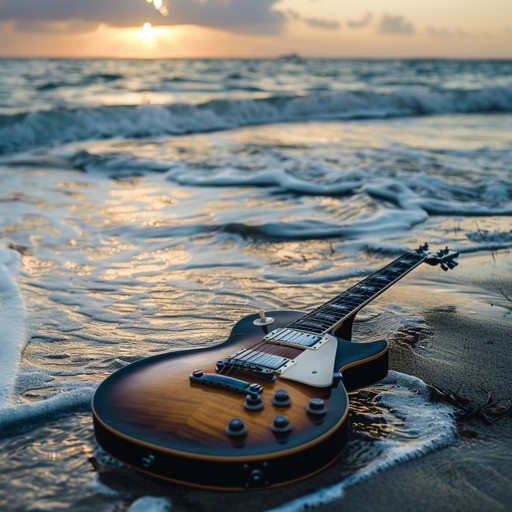 A peaceful instrumental track that merges serene guitar tones with experimental rock, capturing the essence of a serene ocean journey, guiding listeners through a meditative soundscape where guitar notes blend with the gentle rhythm of waves
