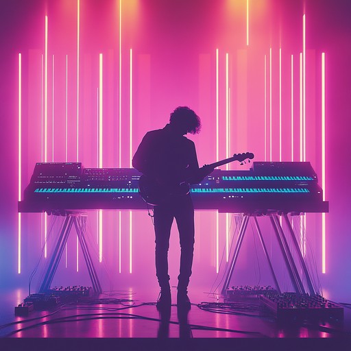 In this track, electric guitars meld with atmospheric synth backgrounds, creating a surreal soundscape that bridges classic rock with futuristic sounds. The song starts with a gentle synth pad, building up as the electric guitar enters with a powerful solo, culminating in a dynamic and euphoric fusion of old and new musical expressions.