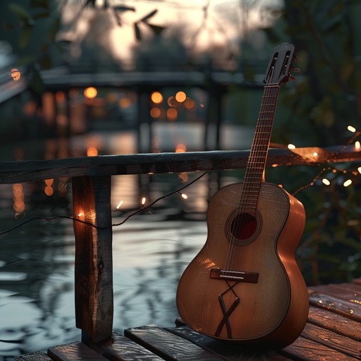 Experience a gentle, calming melody that echoes the tranquility of a riverside sunset, with soft guitar strumming and delicate percussions enveloping you in peace.