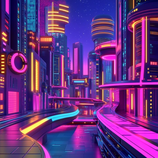 Dive into a neon lit journey blending 80s synths with contemporary rhythms, creating an atmosphere that is both nostalgic and forward thinking.