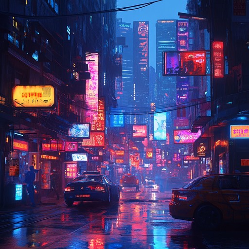 This track melds atmospheric synthwave elements with driving rhythms to evoke a neon soaked metropolis. With its dynamic progression, it balances between tension and hope, offering an inspiring journey through a cyberpunk city. Ideal for tech driven narratives and visionary scenes.