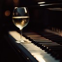 soft piano notes echo in a tranquil, dimly lit lounge