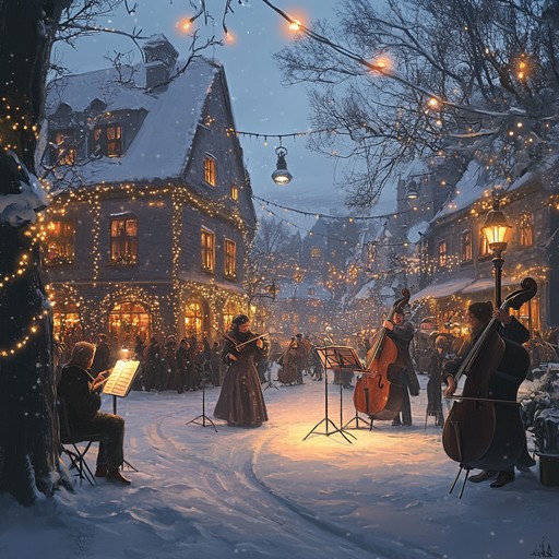 A cinematic orchestral composition that captures the enchanting spirit of a winter celebration, combining lush strings, sparkling celesta melodies, and warm brass harmonies to evoke a sense of wonder and joy during the festive season.