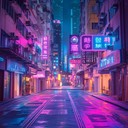 a reflective synthwave piece wandering through glowing urban nights