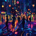 an upbeat funk house track pulsing with neon lit energy.