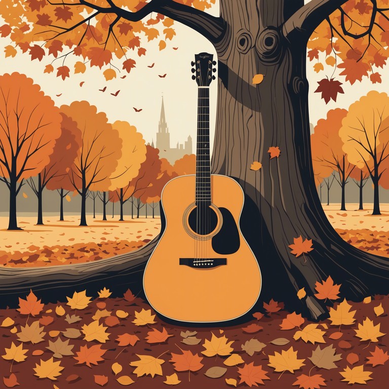 Imagine yourself walking through a serene forest, the ground covered with dry, colorful leaves, each step creating a soft sound that harmonizes with the gentle, narrative driven guitar strains resonating in this song.