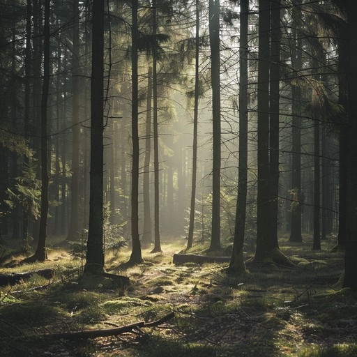 An elegant piano piece that portrays the forest whispering tranquility at twilight, creating a soft yet dramatic and introspective ambiance. The gentle melody mirrors the serene environment, perfect for contemplative moments and relaxation