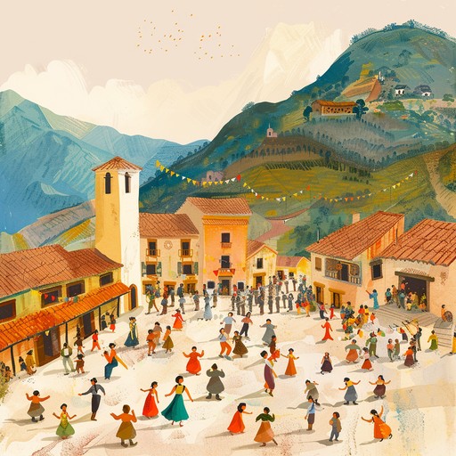 A lively folk tune featuring vibrant melodies and energetic rhythms, capturing the rustic charm of mountain celebrations. The upbeat tempo and dynamic percussion provide a spirited atmosphere, perfect for dancing and merrymaking. The melody weaves through different instruments, painting a picture of joy and festivity in a mountain village.