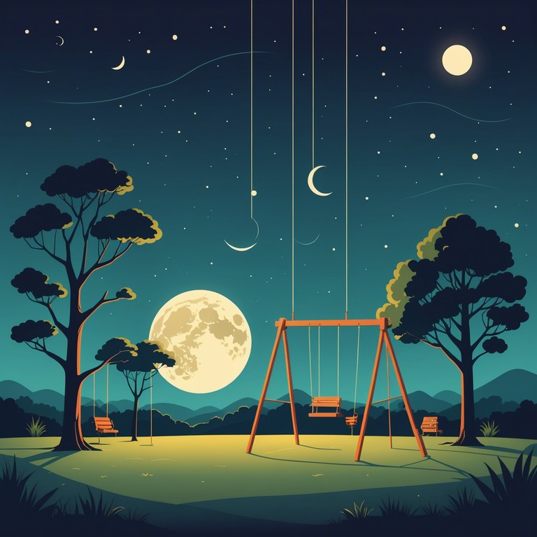 This track merges the innocent sounds of a playground with a subtle underlayer of mysterious tones, creating an eerie yet captivating children's music piece. The melody invites listeners into a world where playtime shadows dance under the moon's watchful gaze. Perfect for a children's horror film or a halloween themed playlist.