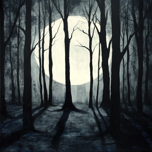 A haunting blend of acoustic guitar and atmospheric soundscapes creating a suspenseful journey through a dark forest.