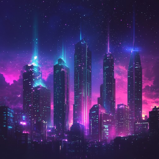 An instrumental track blending futuristic synth melodies and steady beats, evoking a sense of hope and renewal within a neon soaked cyberpunk cityscape. The music paints vivid imagery of a dystopian world with a glimmer of optimism as technology and humanity seek harmony.