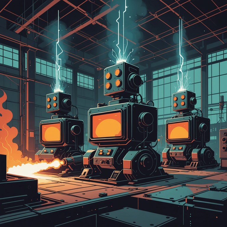 This track embodies a pulsating ensemble of heavy industrial rock elements combined with energetic rhythms, designed to sound like a mechanical symphony that energizes and invigorates. Perfect for high energy scenes or action packed visuals, the song uses distinct metallic percussions and dynamic electronic distortions, blending aggression with rhythm in a unique sonic experience.